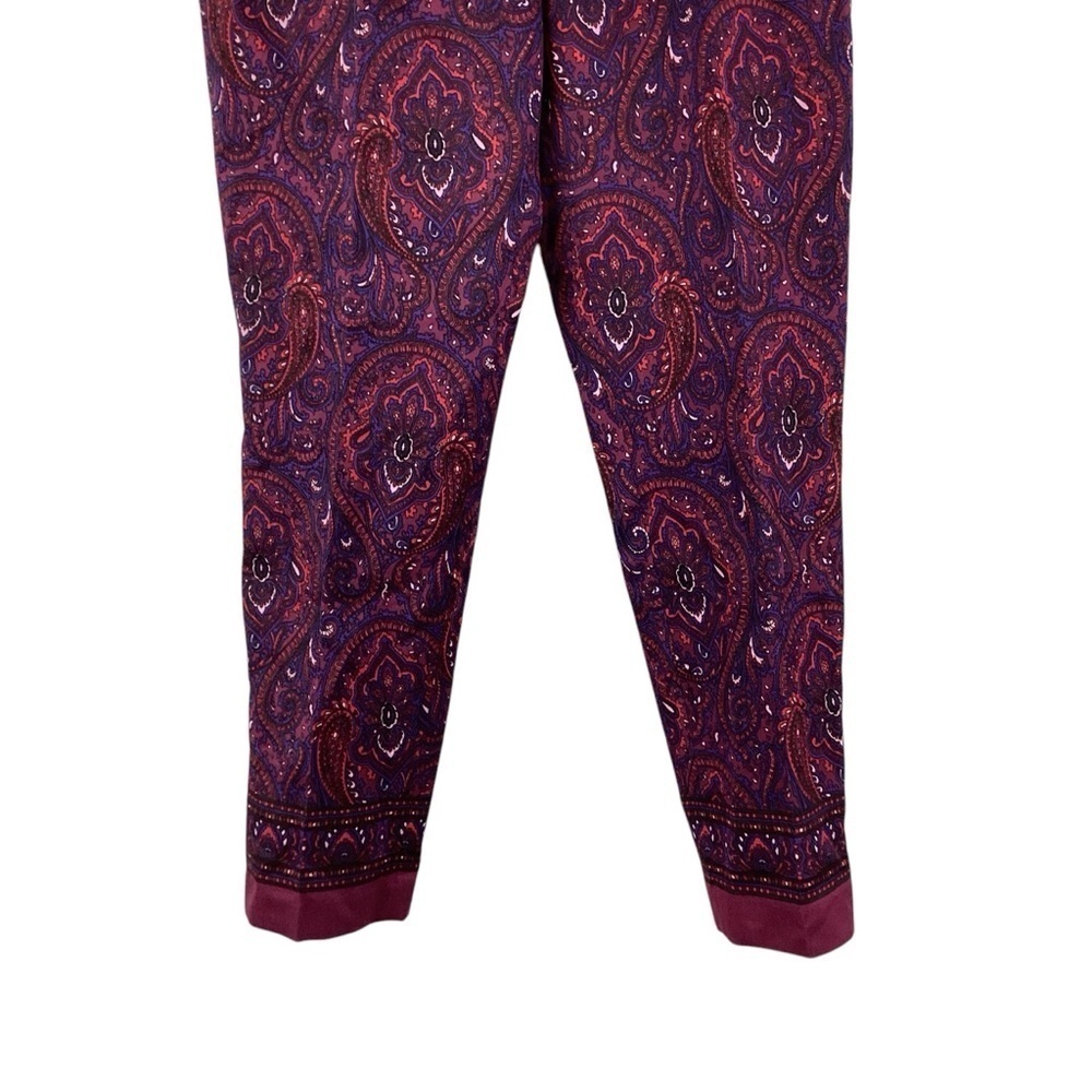 Talbots Signature Purple Paisley Cotton Silk Ankle Pants Size 8 - Picture 3 of 6